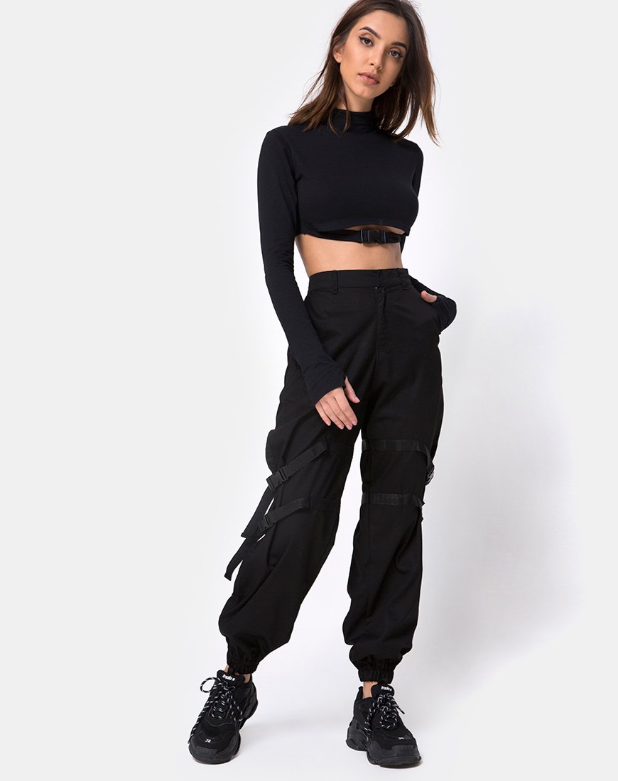 Imagen de Monec Crop Top en negro Hebilla