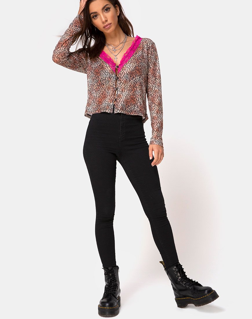 Imagen de Moqui Top Mini Malla Tigre con Encaje Violeta