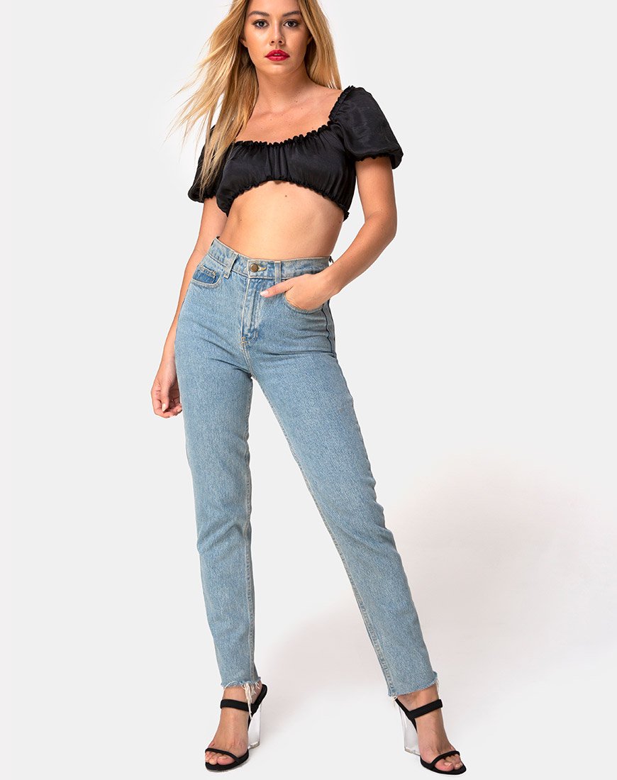Imagen de Morgan Crop Top de satén Negro