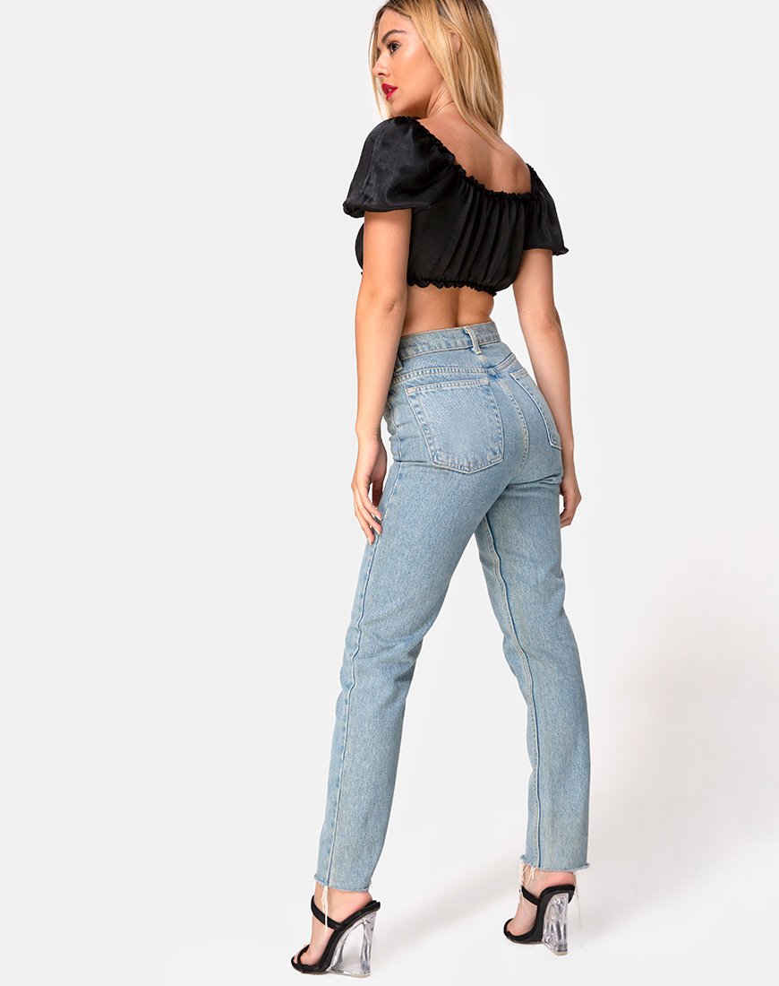 Imagen de Morgan Crop Top de satén Negro