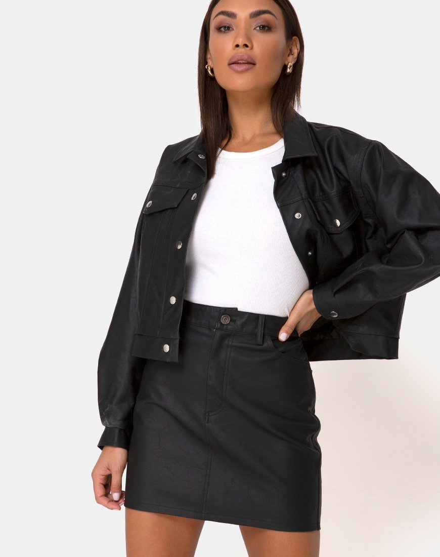 Falda Mori en PU Negro