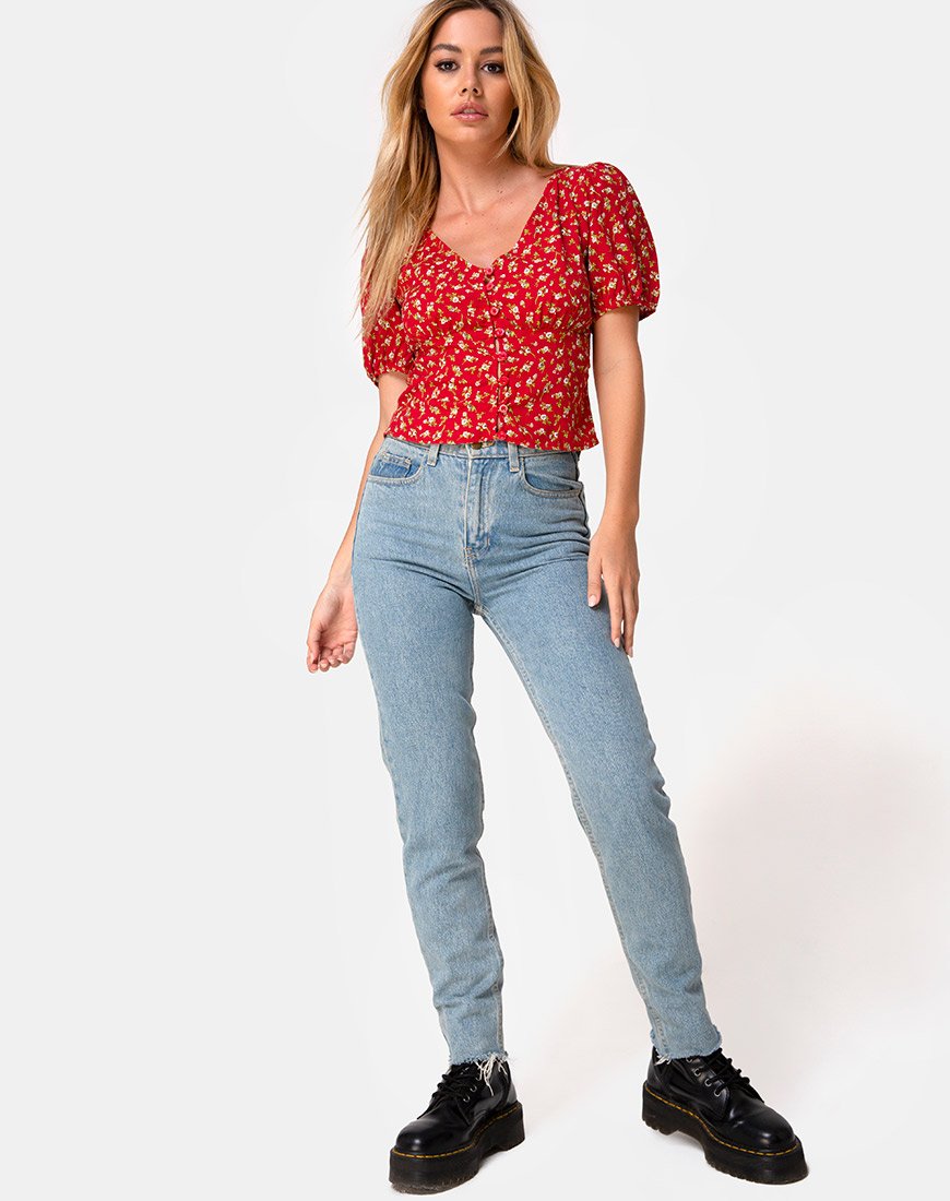 Imagen de Moria Top en Falling For You Floral Rojo