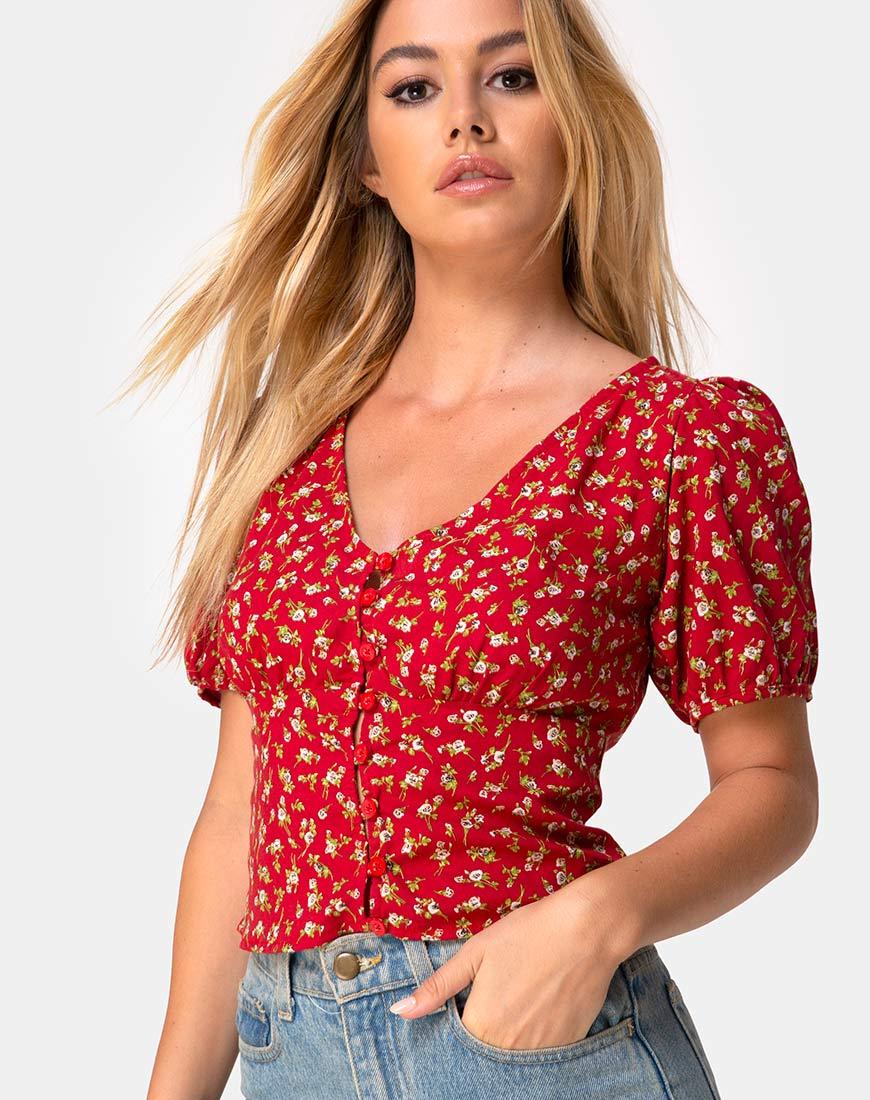 Imagen de Moria Top en Falling For You Floral Rojo