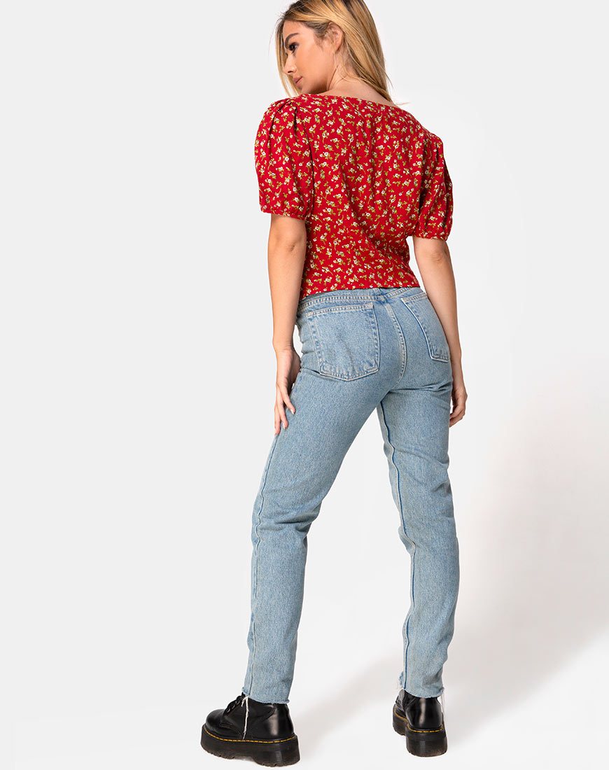 Imagen de Moria Top en Falling For You Floral Rojo