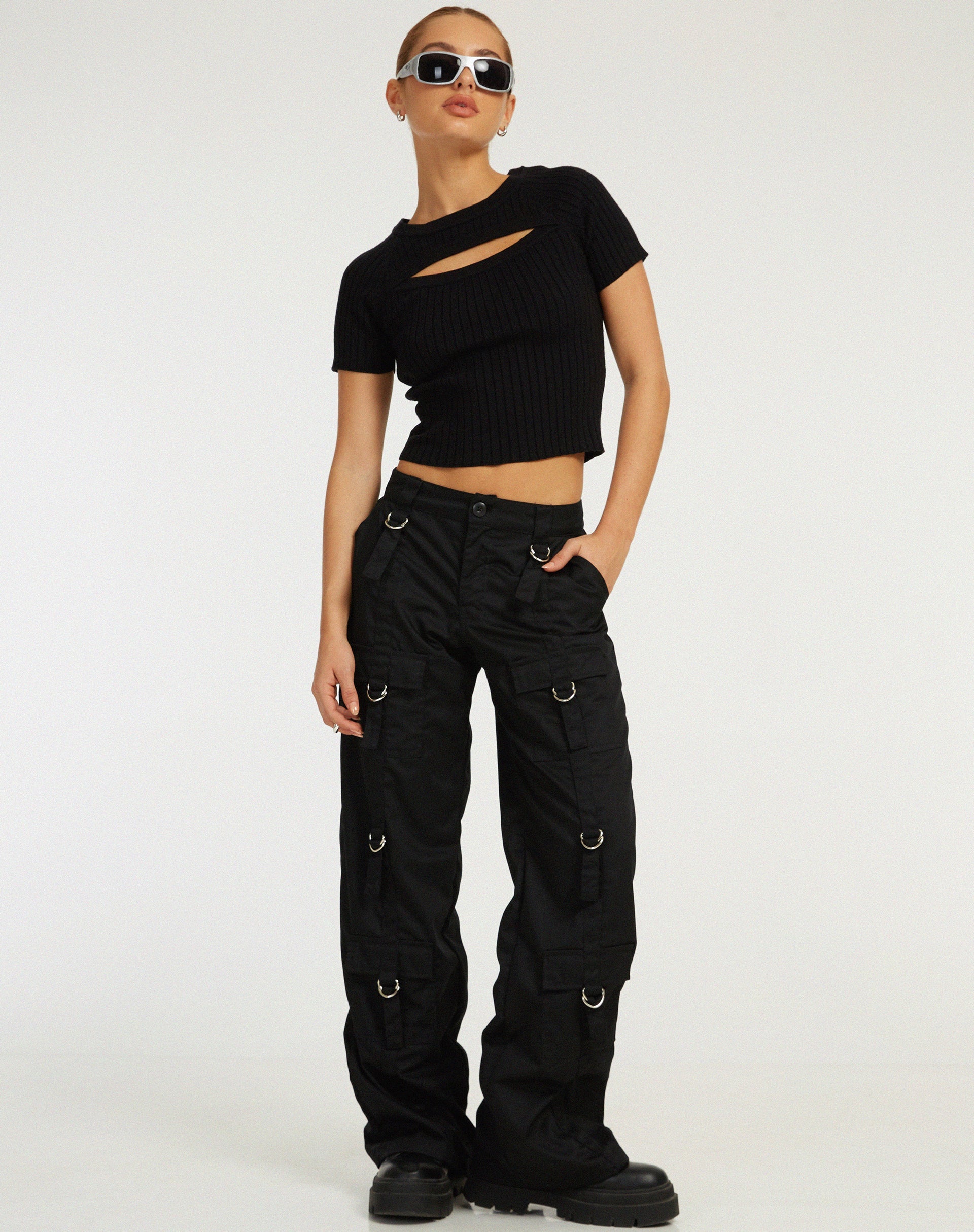 Morsche Cut Out Crop Top Negro