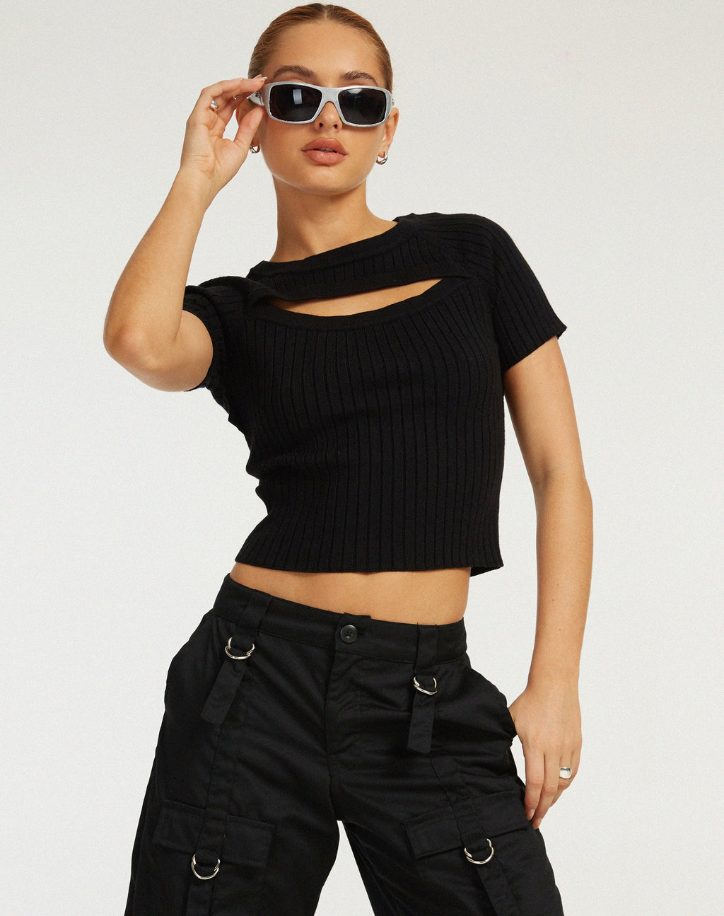Morsche Cut Out Crop Top Negro