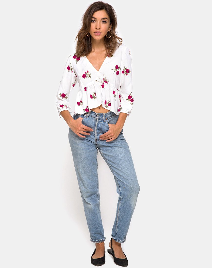 Imagen de Mosca Plunge Top en Grunge Rose Ivory