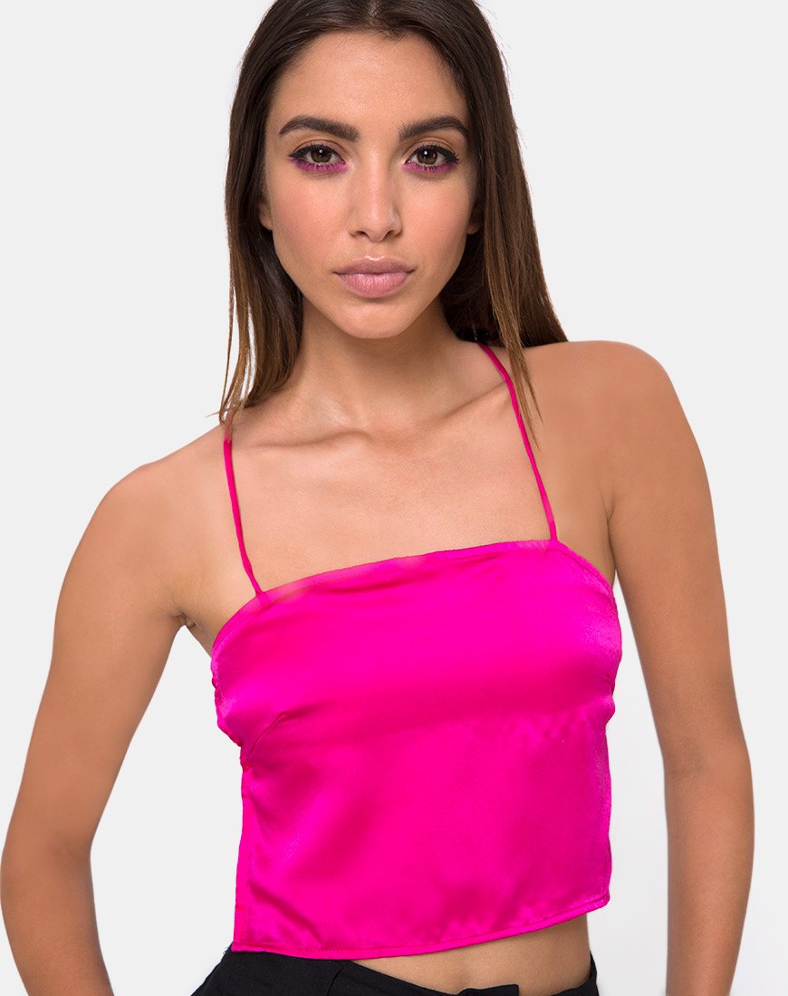 Cami Top Mosley en satén rosa fucsia