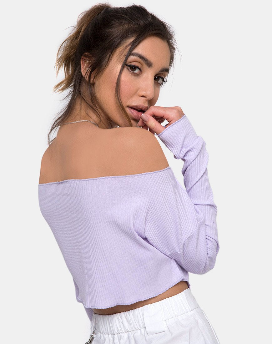 Imagen de Moss Crop Jumper en canalé lila