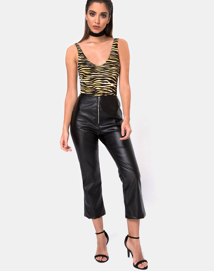 Pantalones Moto en Piel Vegana Negro