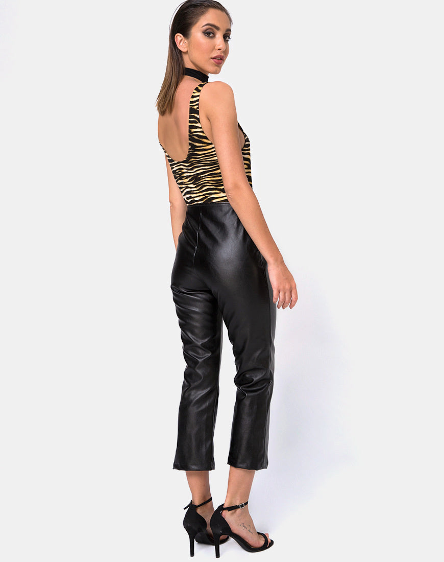Pantalones Moto en Piel Vegana Negro