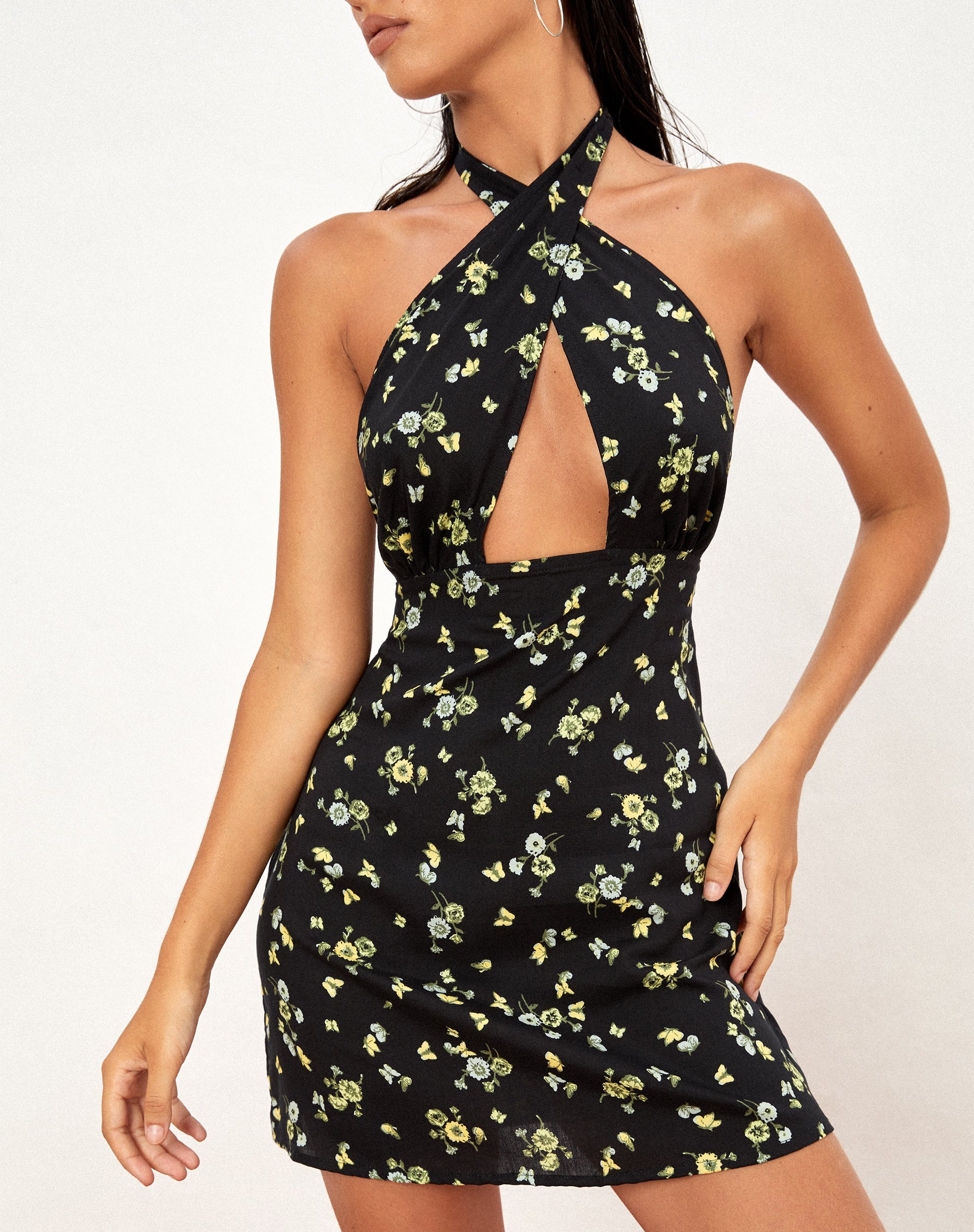 imagen de Moura Cutout Dress in Lemon and Lime Negro