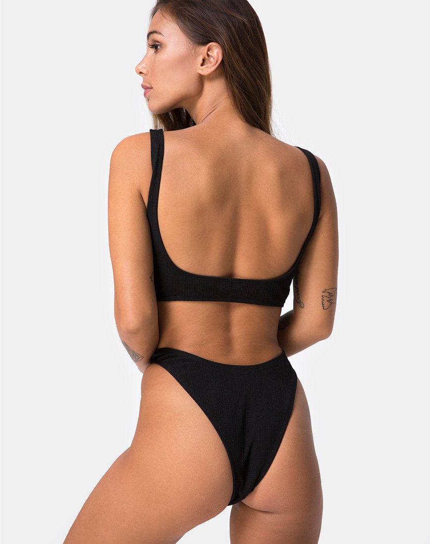 Top de bikini Mozu en rib negro