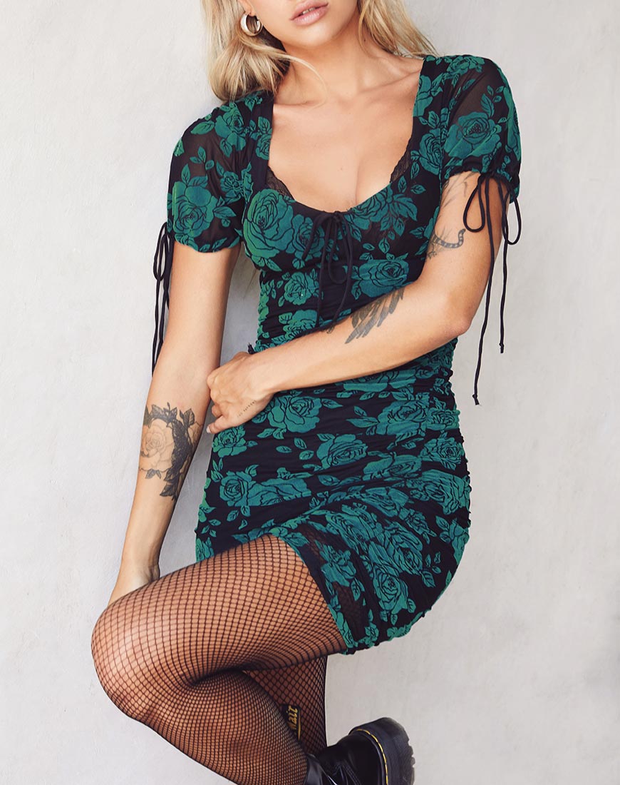 Mini Vestido Guenetta en Romantic Rose Flock Teal