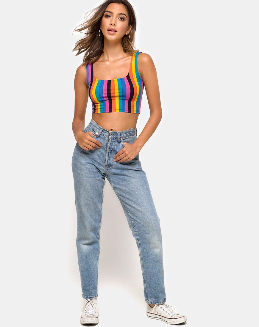 Imagen de Mucell Crop Top en New Vertical Mixed Stripe