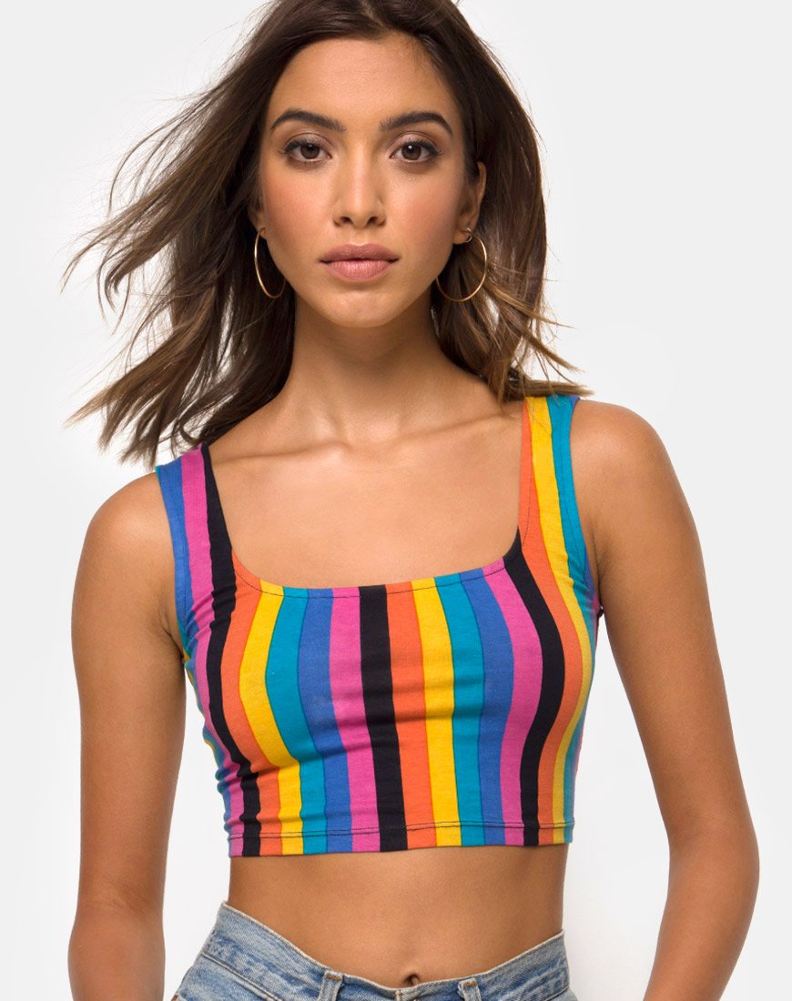 Mucell Crop Top de rayas verticales mixtas New