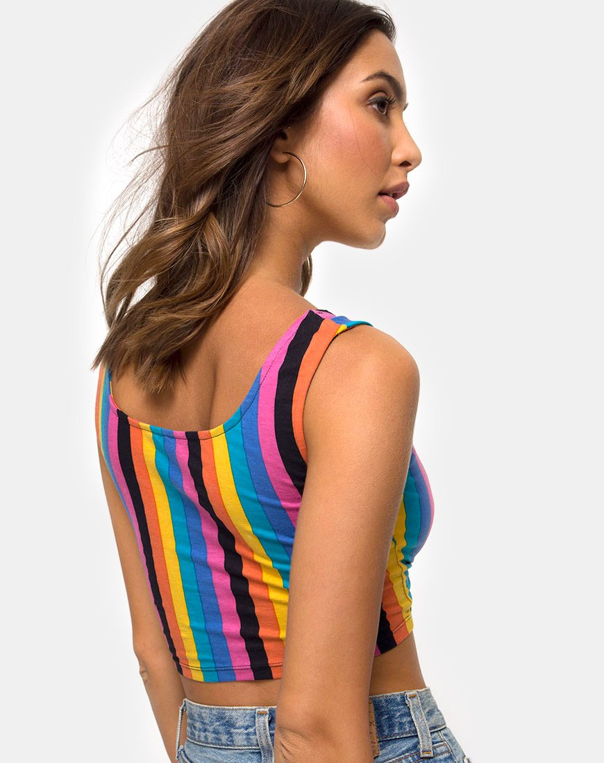 Mucell Crop Top de rayas verticales mixtas New
