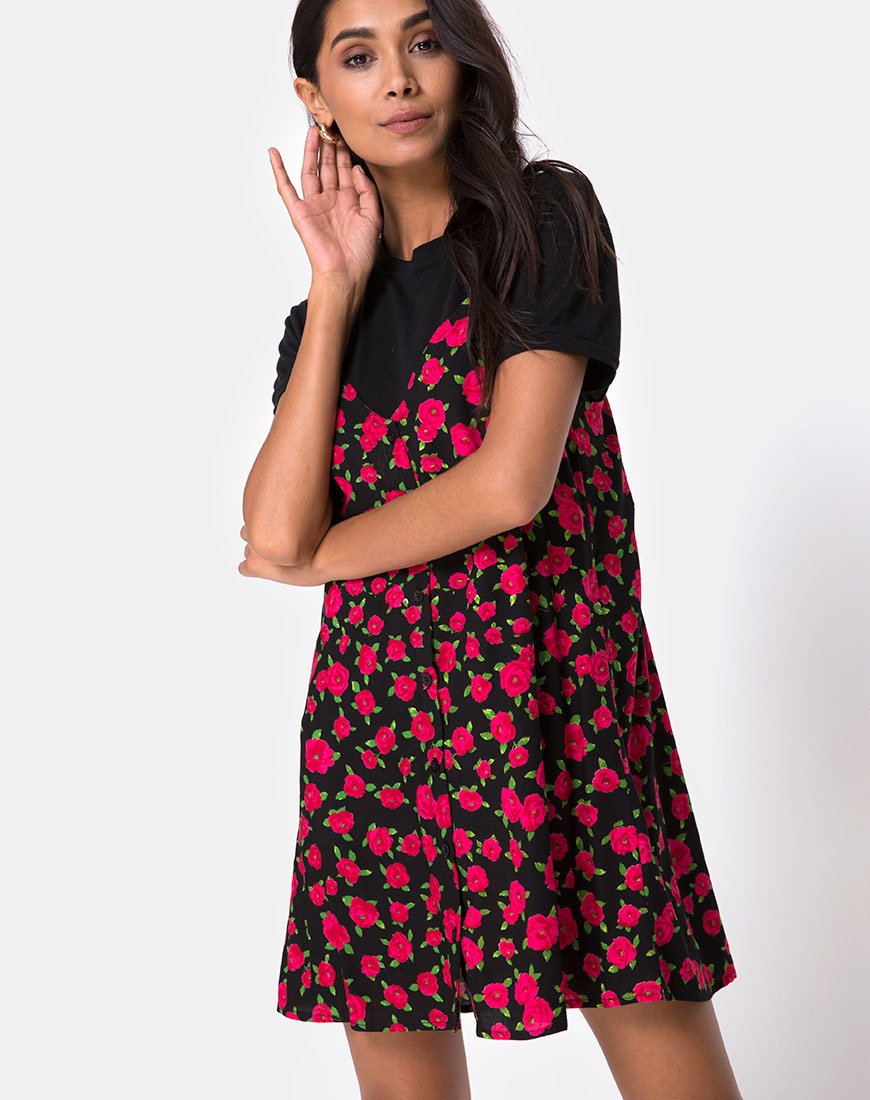 Sanna Slip Dress en Flor Roja