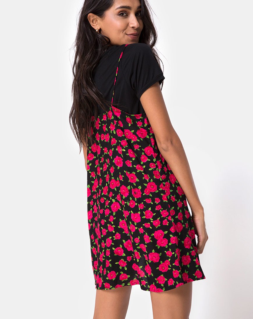 Sanna Slip Dress en Flor Roja