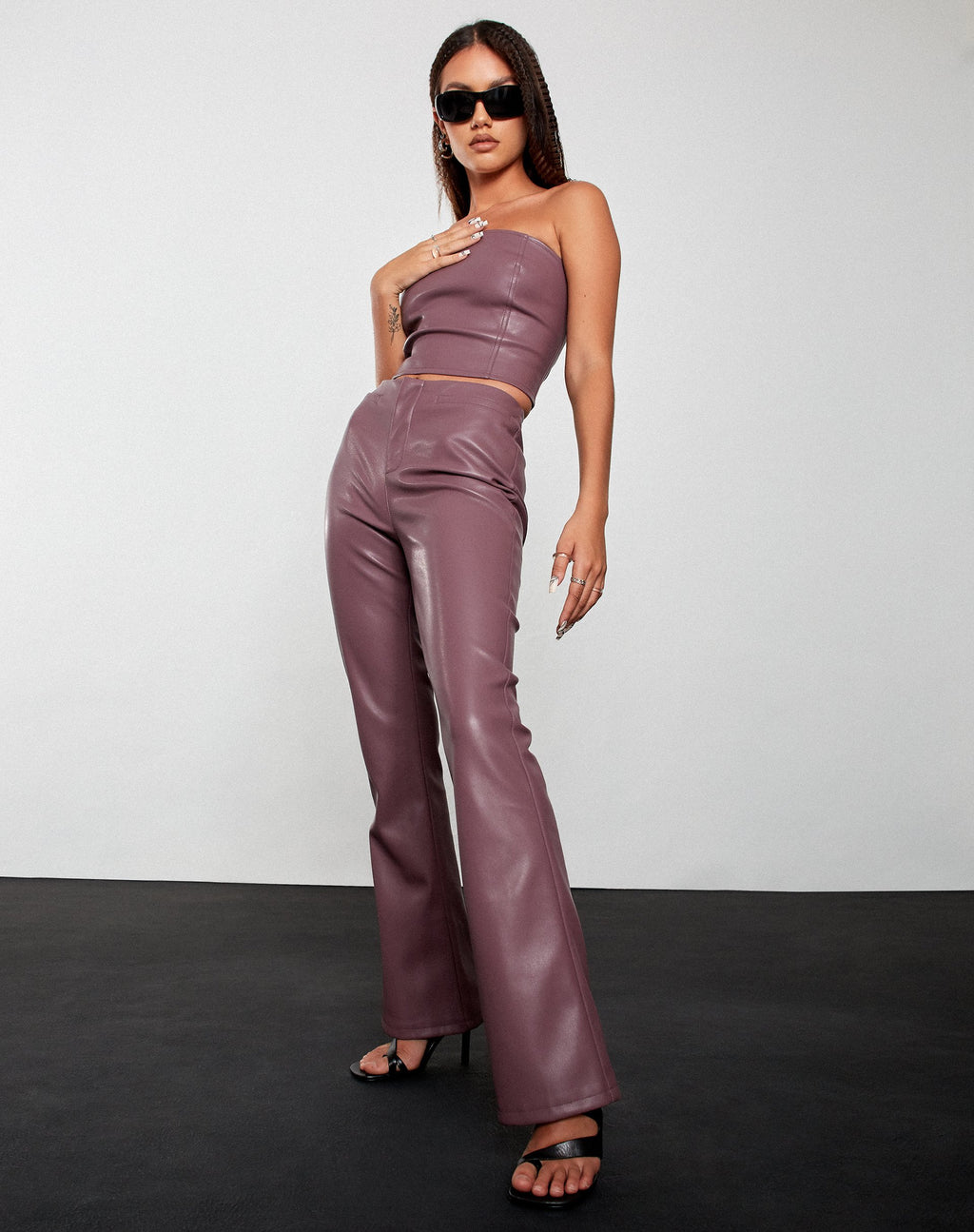 Top corsé Eara en PU morado
