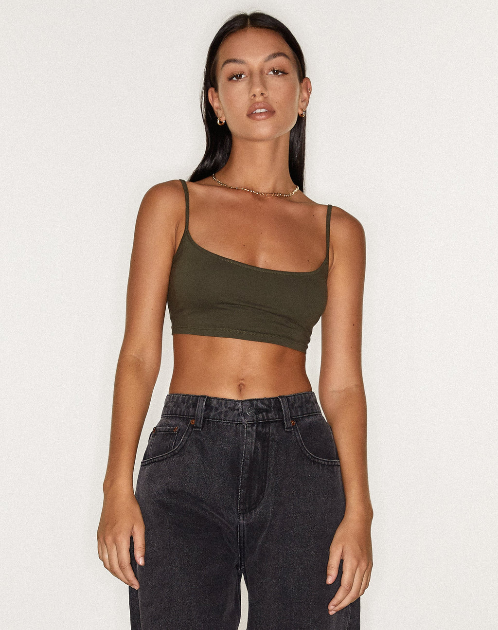 Crop Top Keenan en Lycra Oliva
