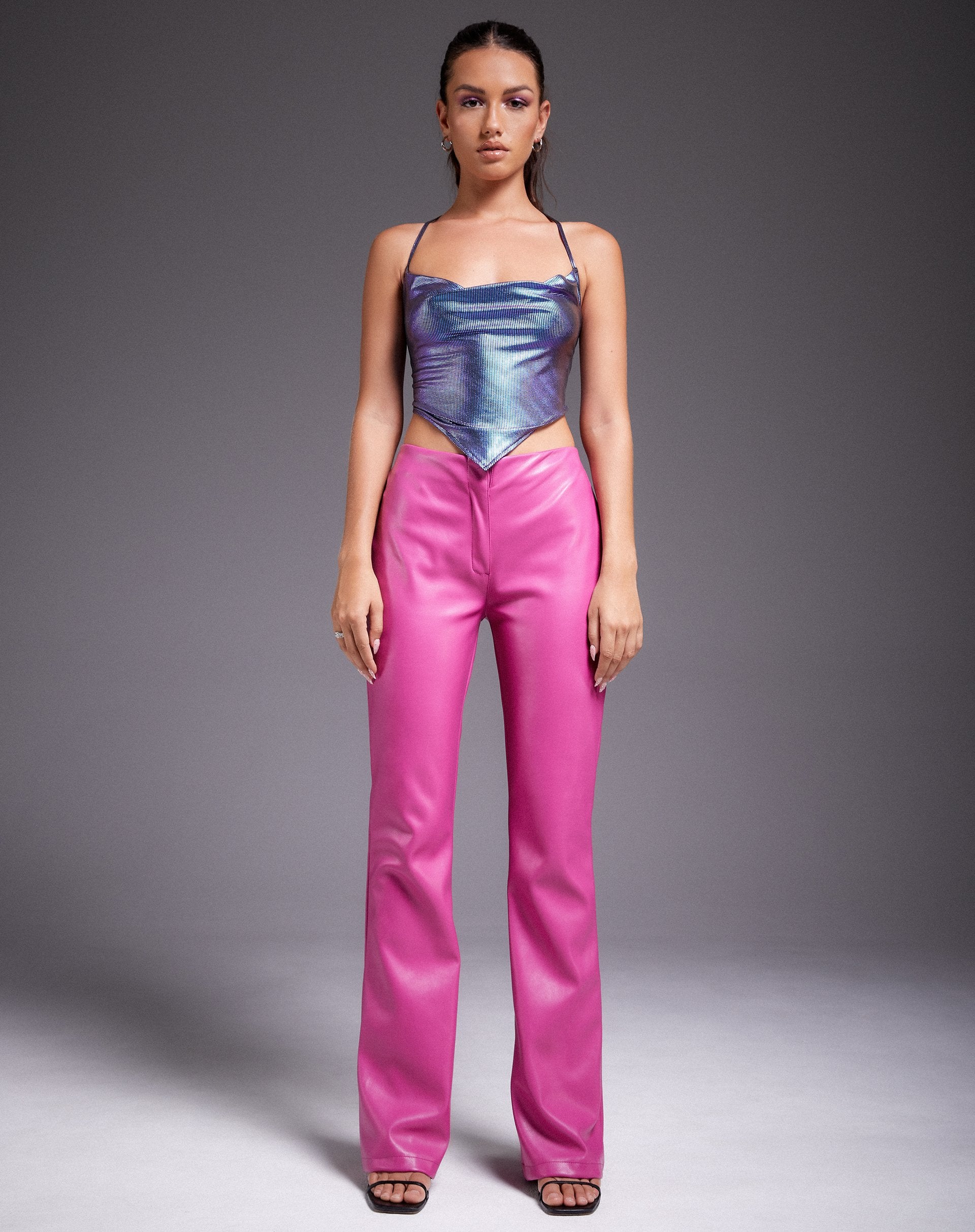 Top Ketia en morado holográfico