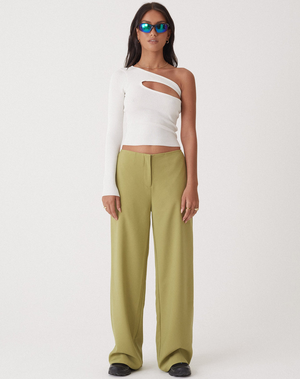 MOTEL X OLIVIA NEILL Pantalón Amadi de pierna ancha en sastrería Seamfoam verde