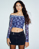 imagen de Nagini Long Sleeve Bardot Top in Pretty Floral Navy