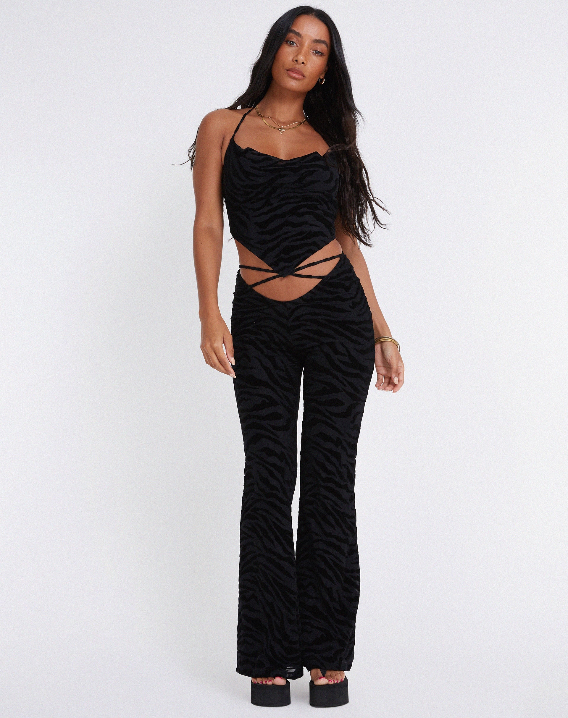 imagen de Nancha Flare Trouser en Zebra Flock Negro
