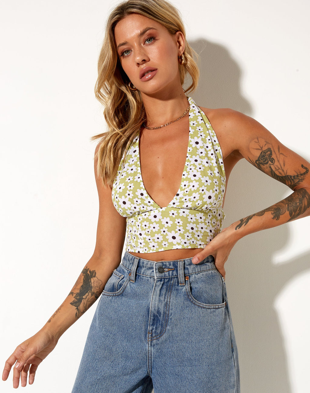 Nanda Crop Top en Daisy Duke Verde