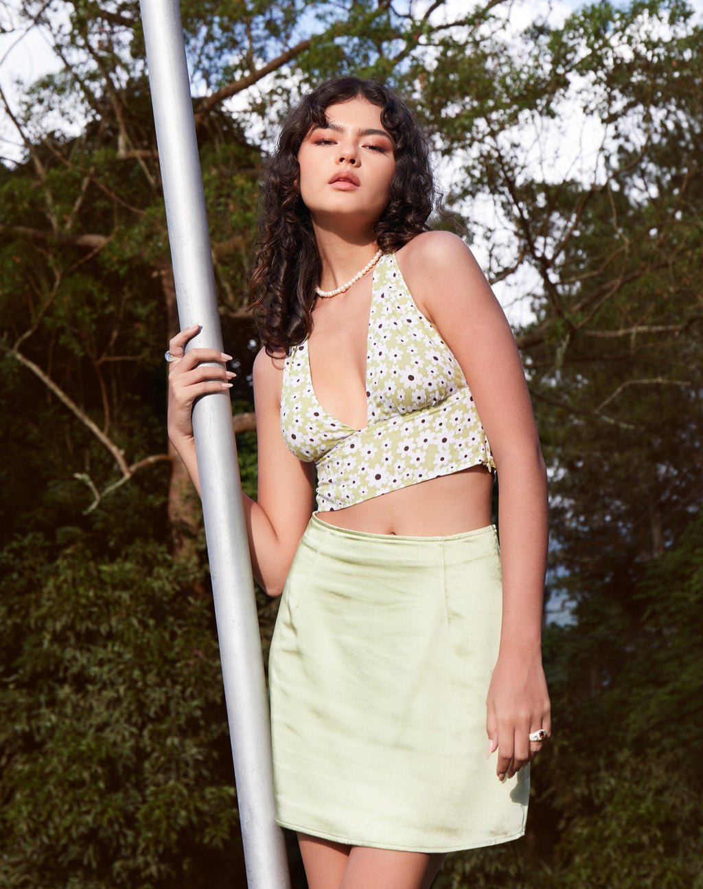 Nanda Crop Top en Daisy Duke Verde
