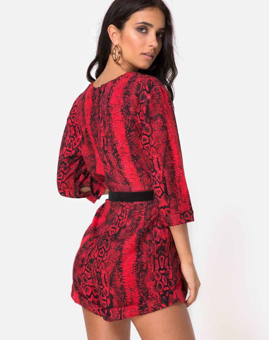 Imagen de Nanic Plunge Playsuit en rojo serpiente