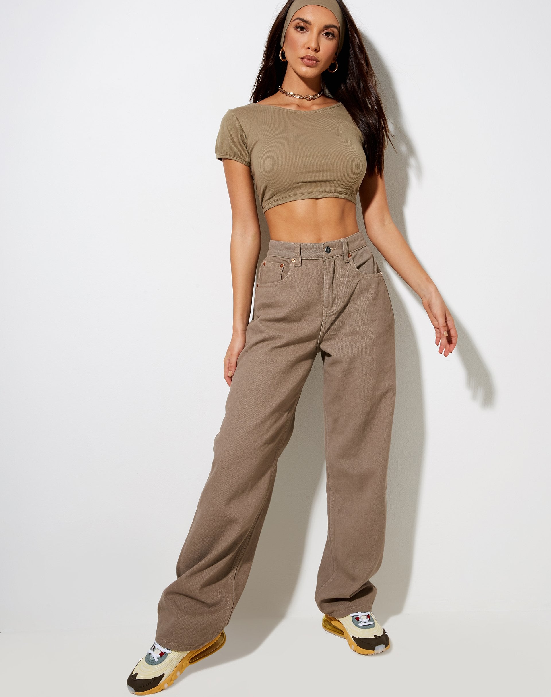 Imagen de Natka Crop Top en canalé Eucalipto
