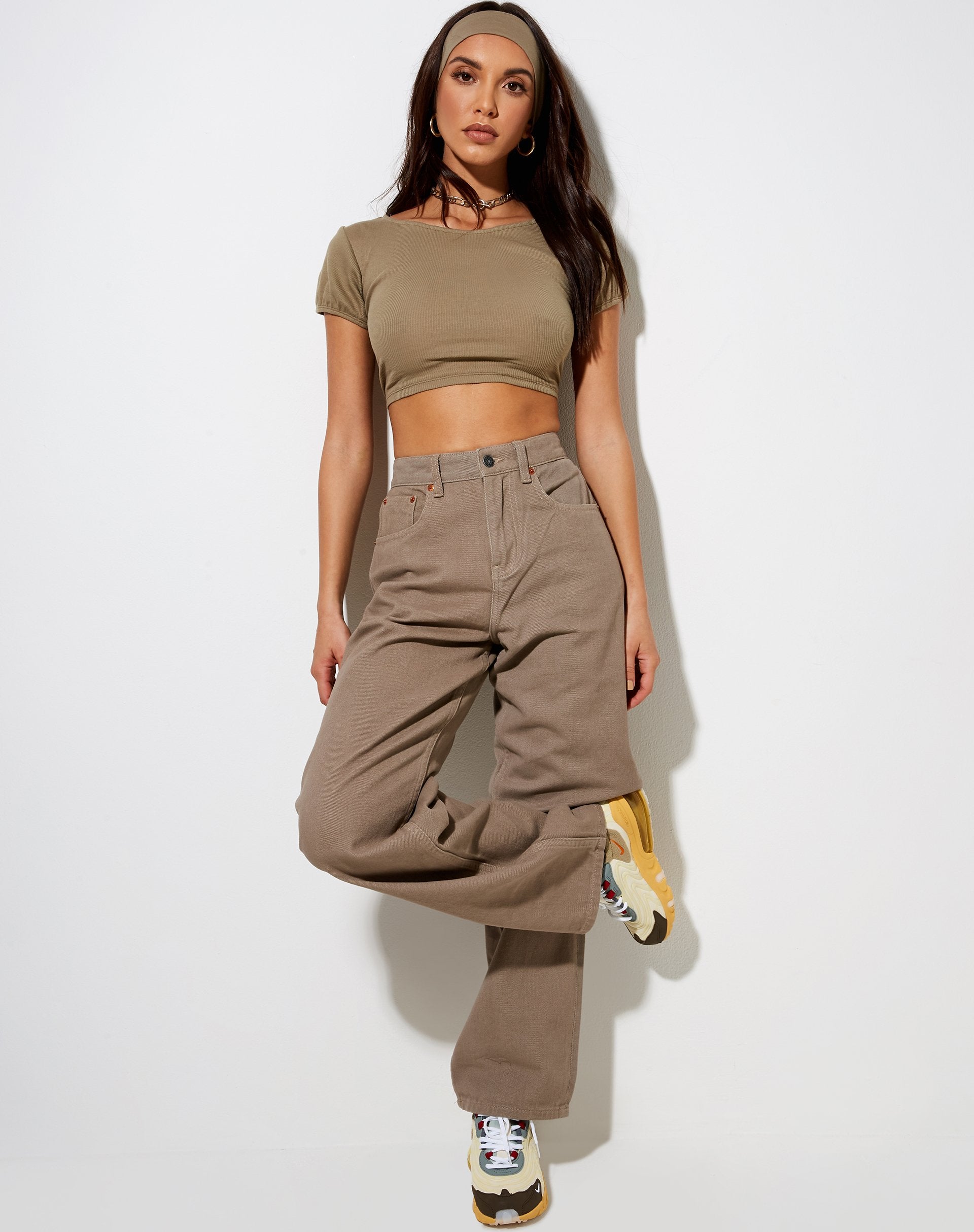 Imagen de Natka Crop Top en canalé Eucalipto