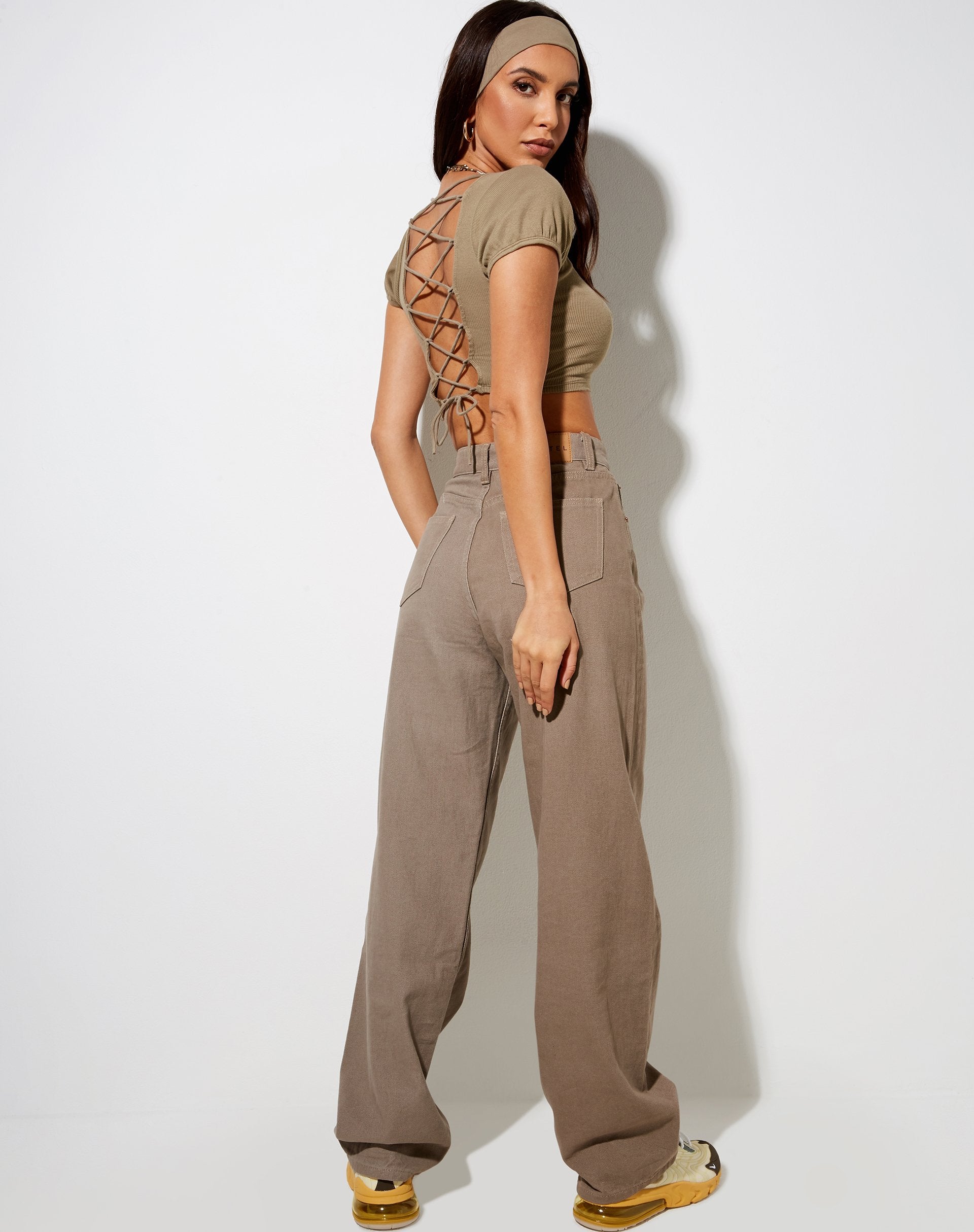Imagen de Natka Crop Top en canalé Eucalipto