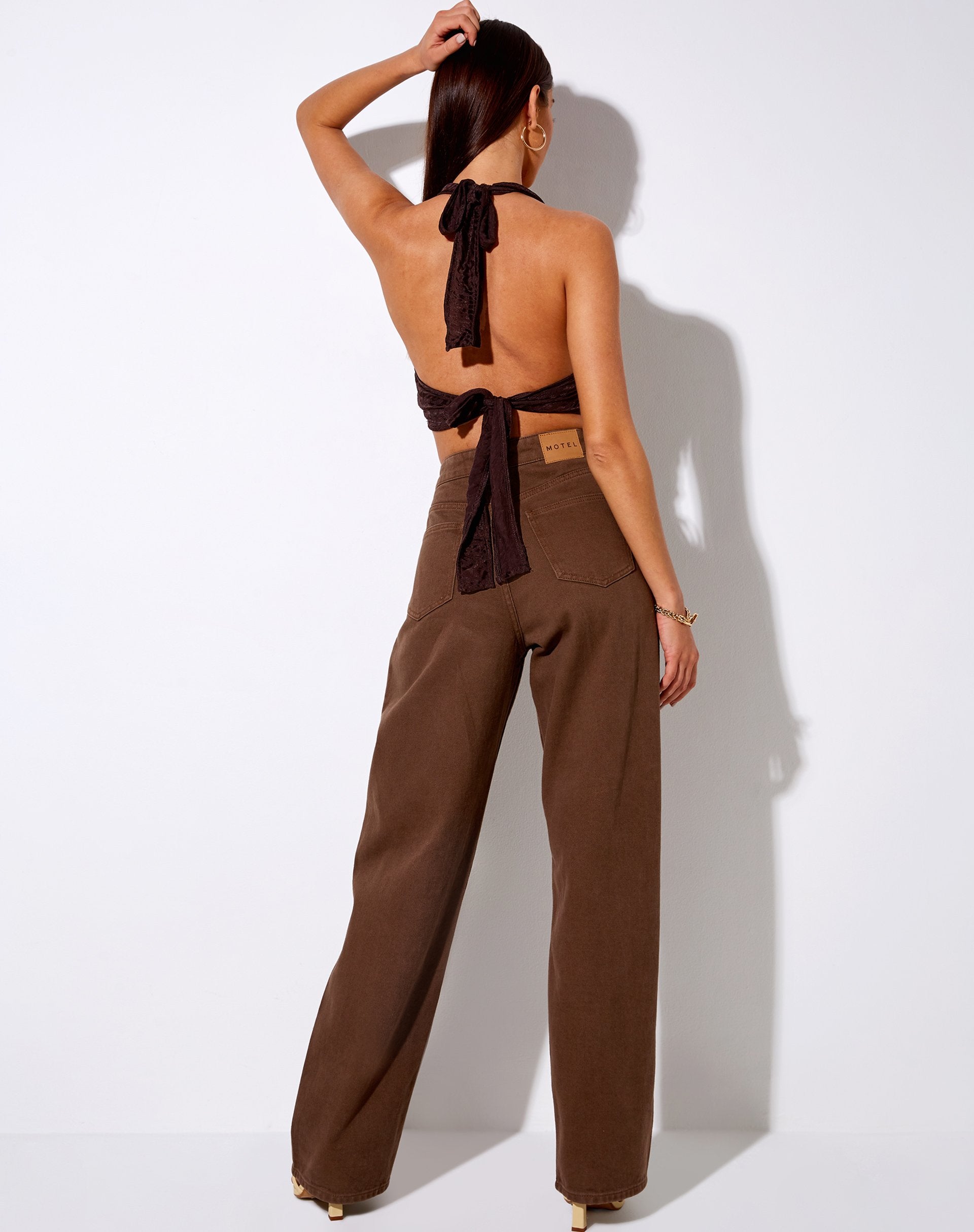 Imagen de Naya Crop Top en satén cebra Chocolate amargo