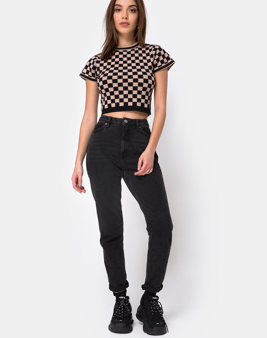 Imagen de Nelle Crop Top en Checkerboard Tan