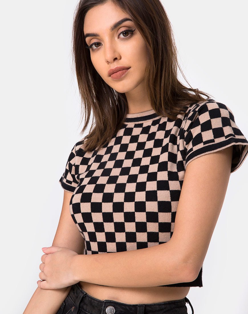 Imagen de Nelle Crop Top en Checkerboard Tan