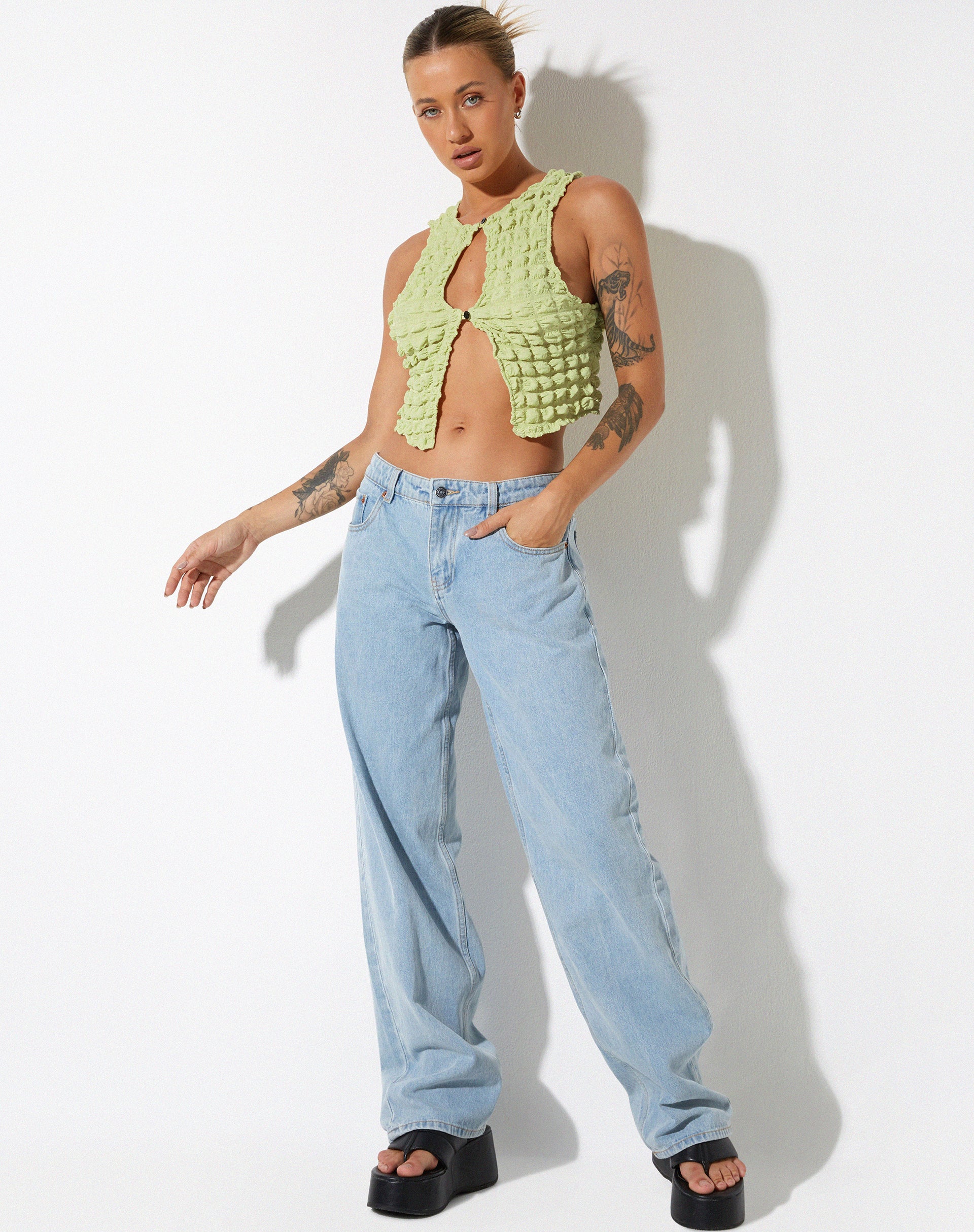imagen de Neno Crop Top en Big Bubble Jersey Pastel Lime