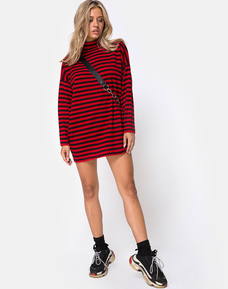 Imagen de Neivie Jumper in Stripe Horizontal Negro / Rojo