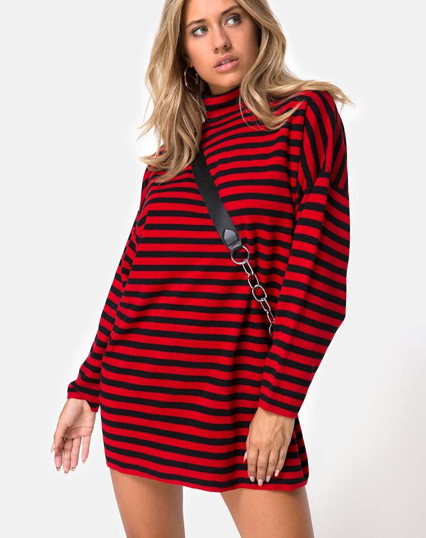 Imagen de Neivie Jumper in Stripe Horizontal Negro / Rojo