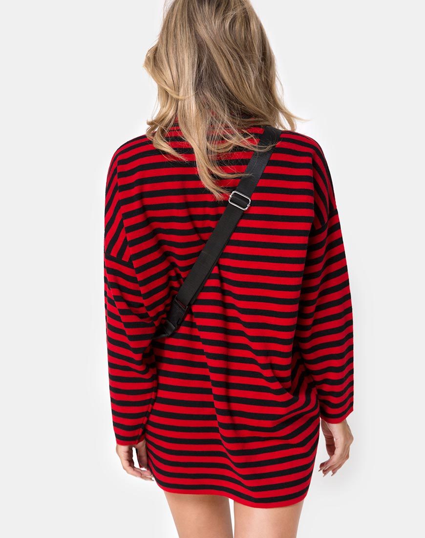 Imagen de Neivie Jumper in Stripe Horizontal Negro / Rojo