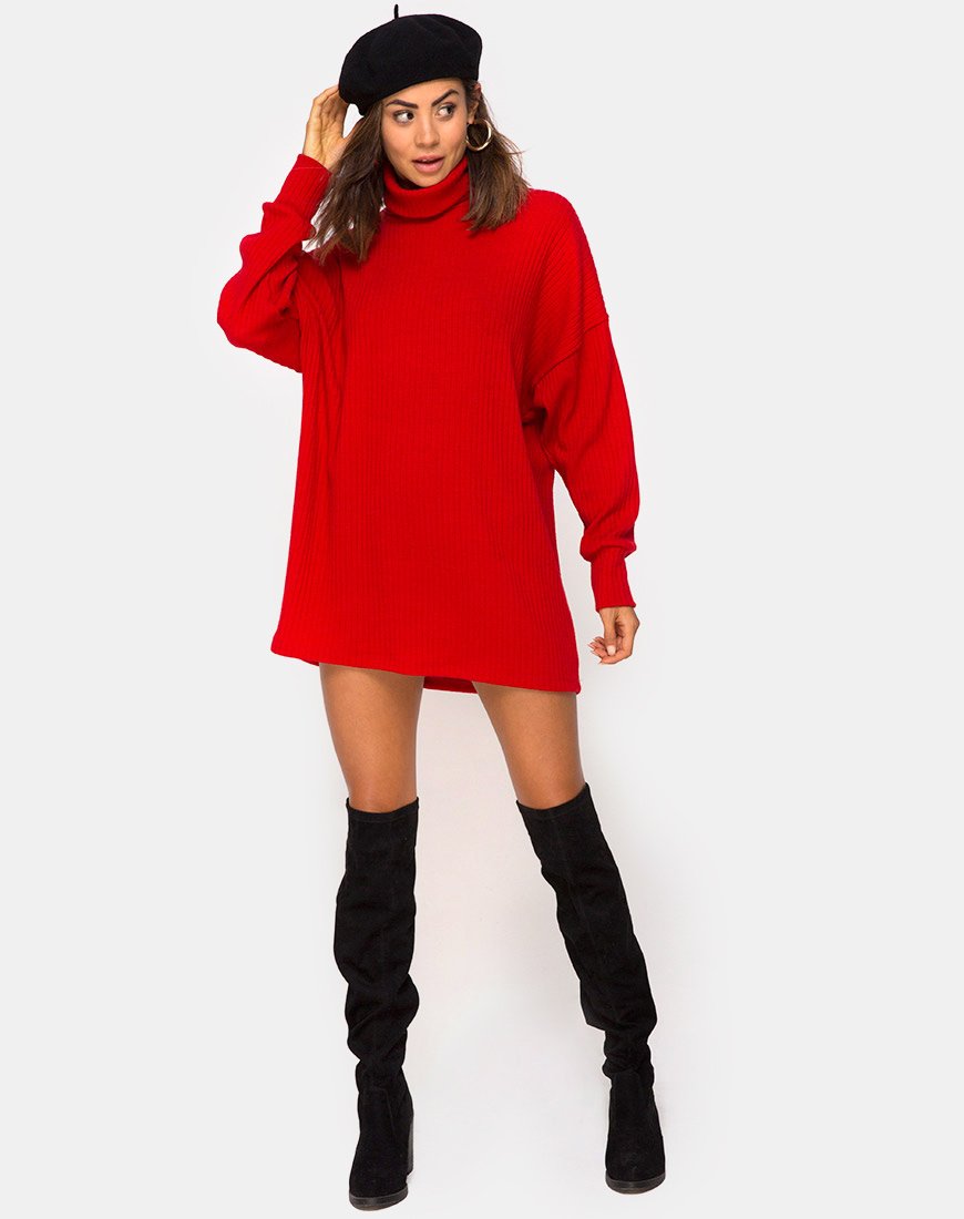 Imagen del vestido Neve de cuello alto en rojo