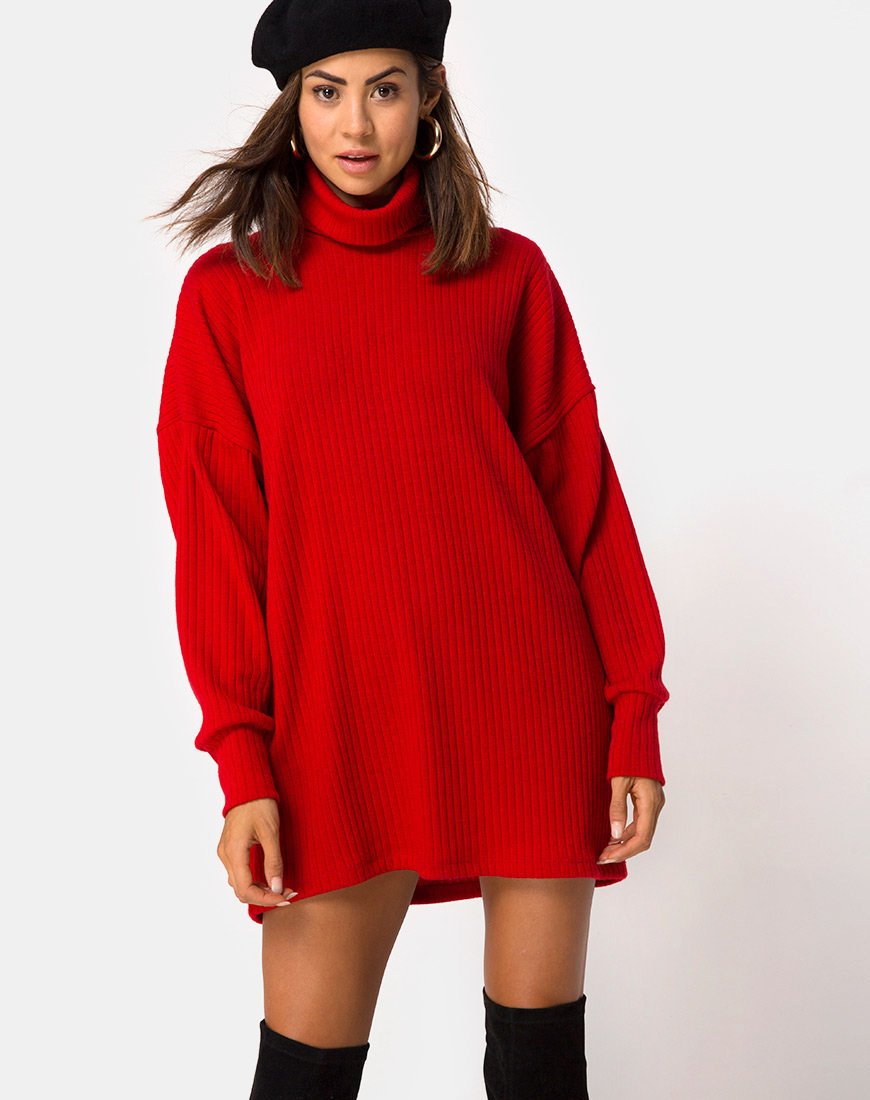 Vestido Neve de cuello alto en rojo