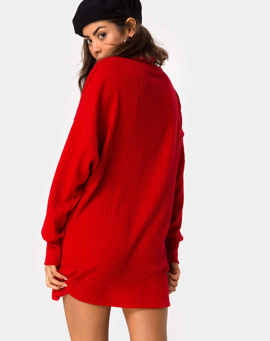 Vestido Neve de cuello alto en rojo