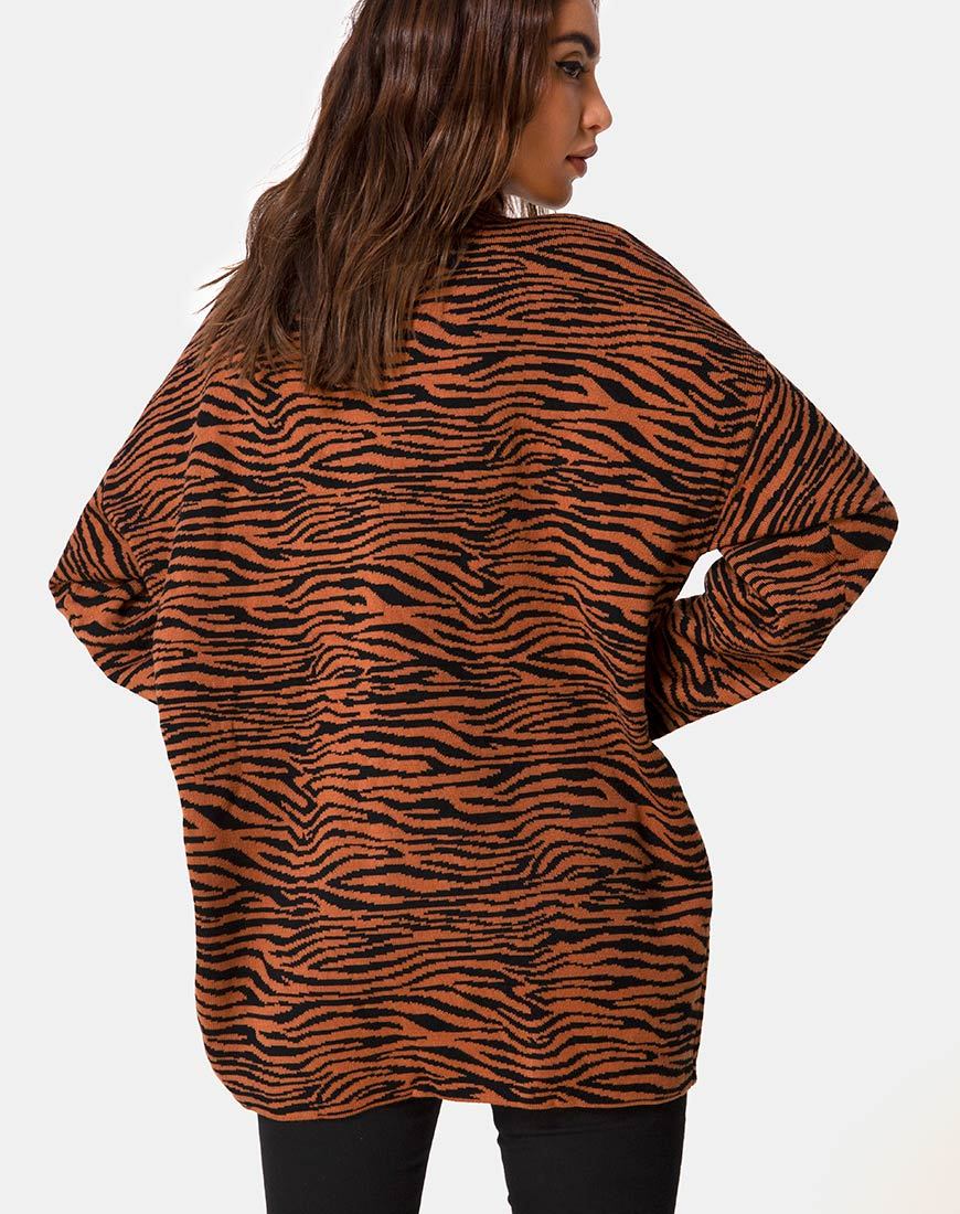 Imagen de Neivie Roll Neck Jumper in Tiger Knit Marrón