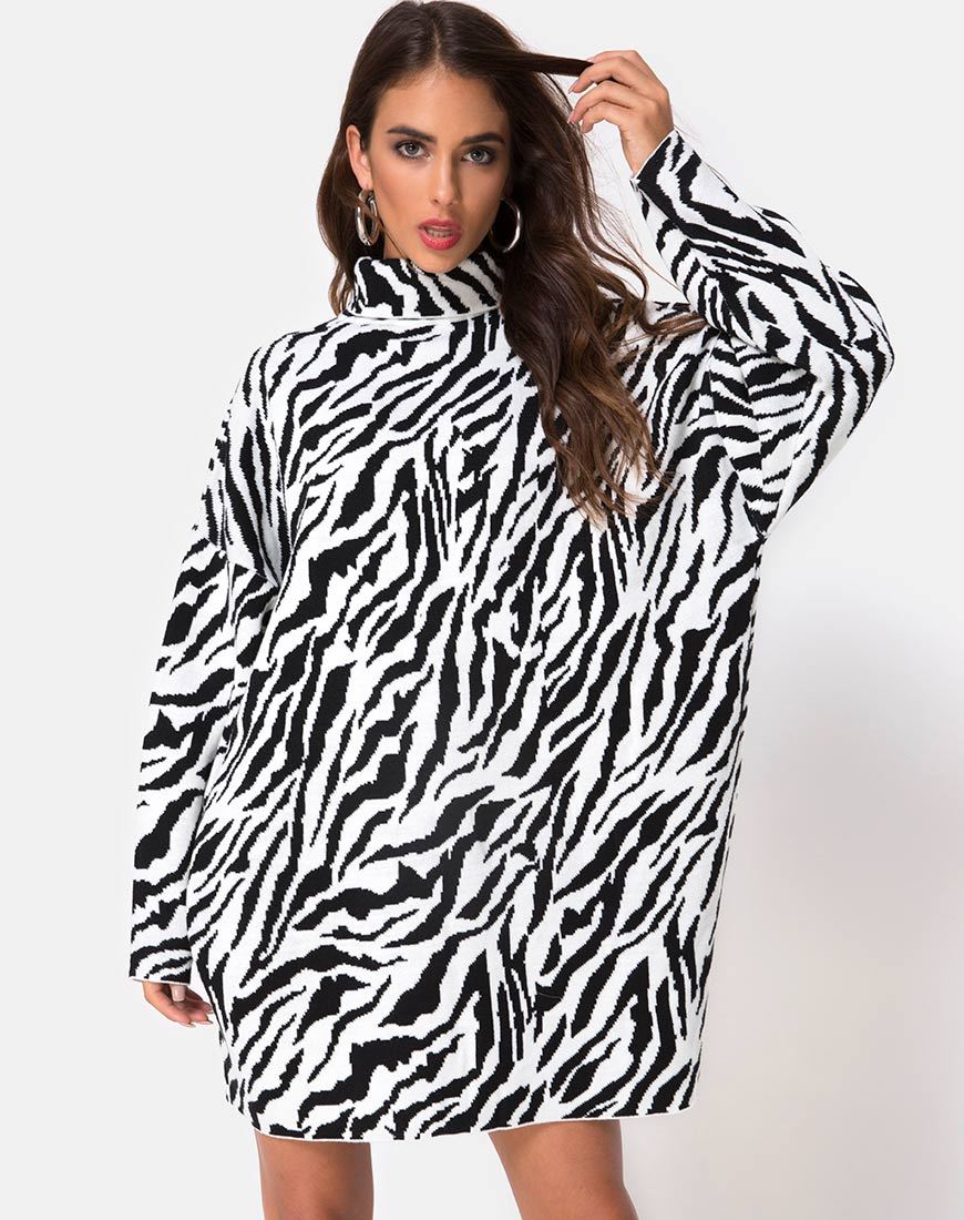 Imagen de Neivie Jumper Dress in Zebra B/N