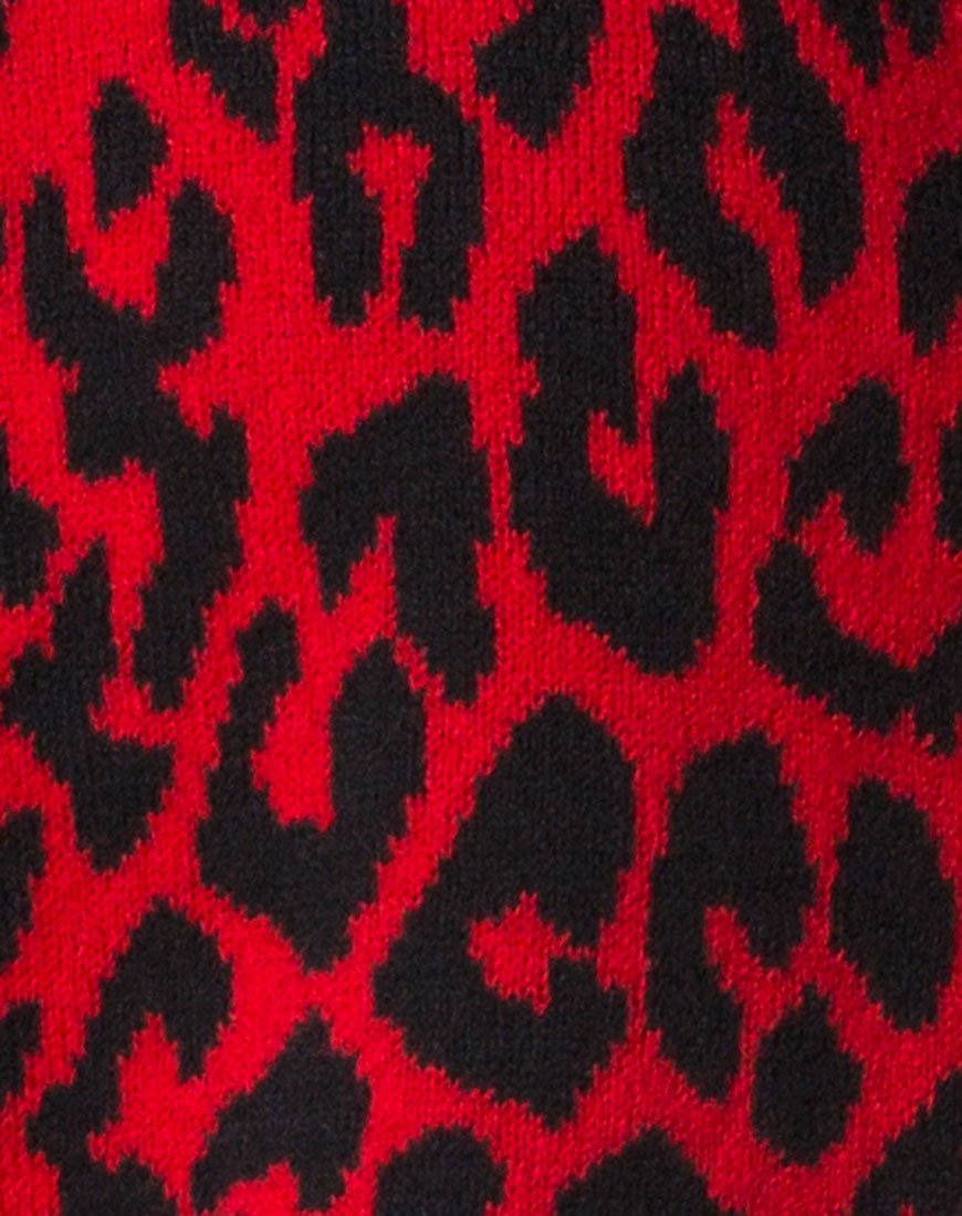 Imagen de Neivie Jumper Dress in Animal Knit Red