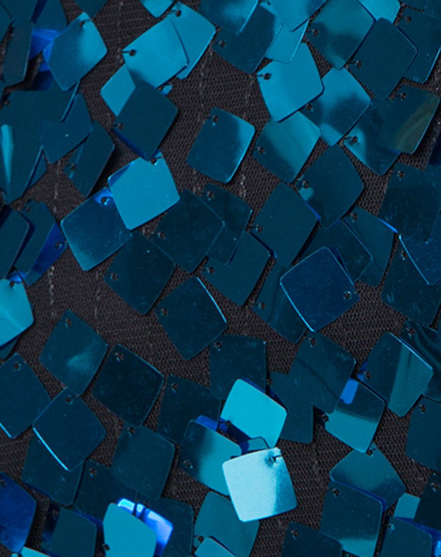 Imagen de Frankie Slip Dress in Square Sequin Teal