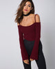 Imagen de Niani Cold Shoulder Bodice in Rib Knit Borgoña